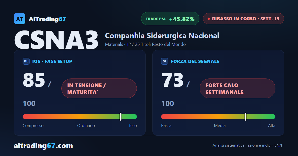 Companhia Siderurgica Nacional: ribasso che accelera alla 19ª settimana