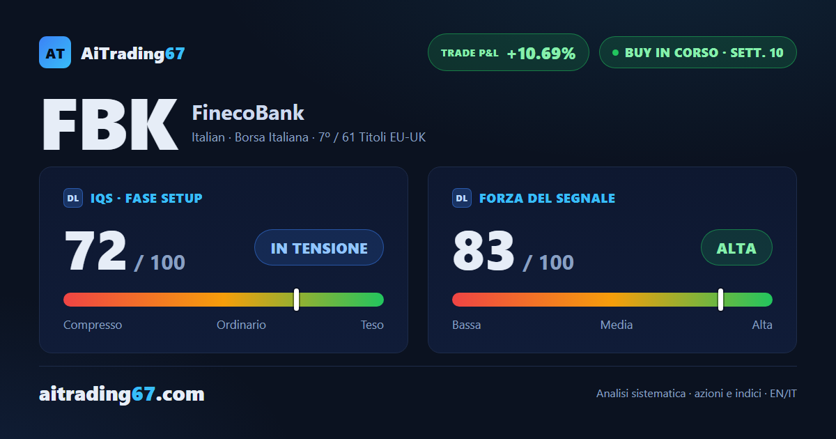 FinecoBank arriva alla 10ª settimana: i 3 riferimenti statistici sono raggiunti, il capitale residuo decide