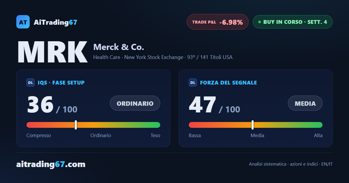 Merck alla 4ª settimana: conferma negativa, stop attivo ristretto