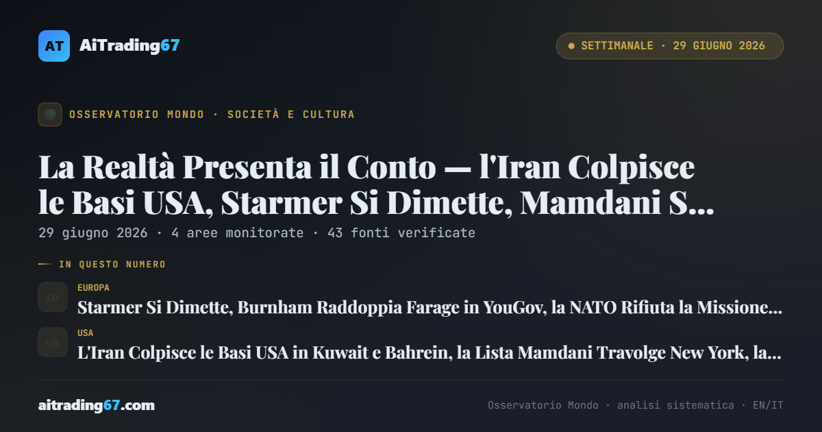 La Realtà Presenta il Conto — l'Iran Colpisce le Basi USA, Starmer Si Dimette, Mamdani Spazza le Primarie di New York