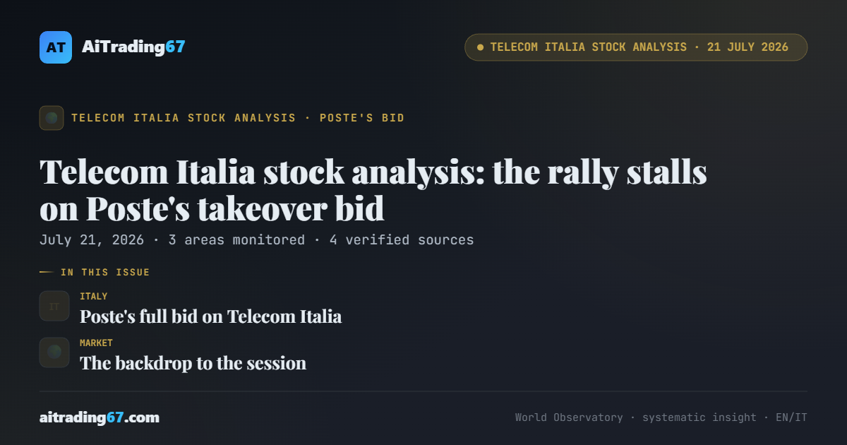 Telecom Italia stock analysis: the rally stalls on Poste's takeover bid
