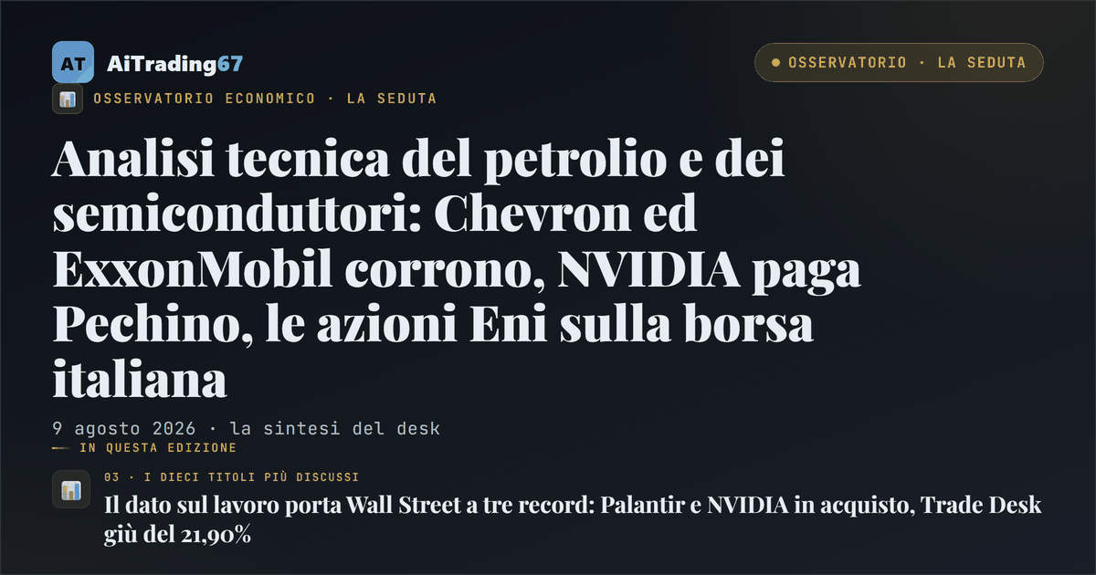 Analisi tecnica del petrolio e dei semiconduttori: Chevron ed ExxonMobil corrono, NVIDIA paga Pechino, le azioni Eni sulla borsa italiana