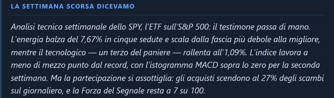 Analisi precedenti