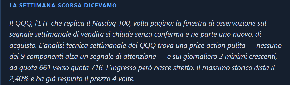 Analisi precedenti