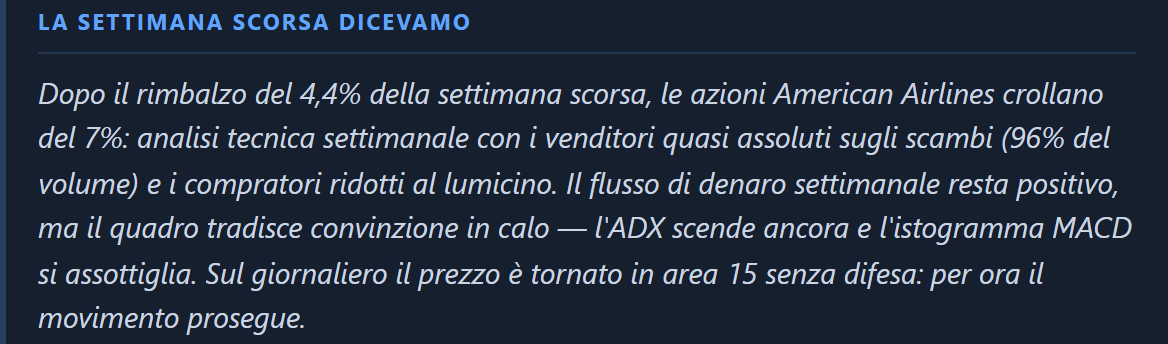 Analisi precedenti