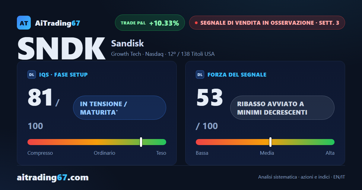Sandisk cede il 15,4% e il Segnale di Vendita riprende slancio