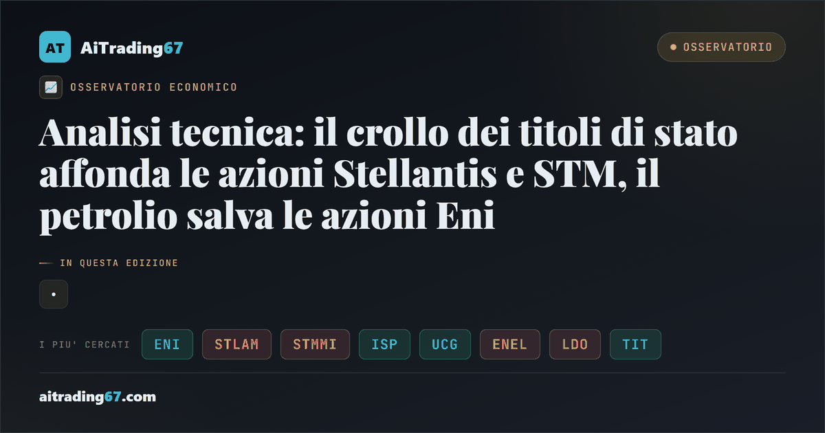 Analisi tecnica: il crollo dei titoli di stato affonda le azioni Stellantis e STM, il petrolio salva le azioni Eni