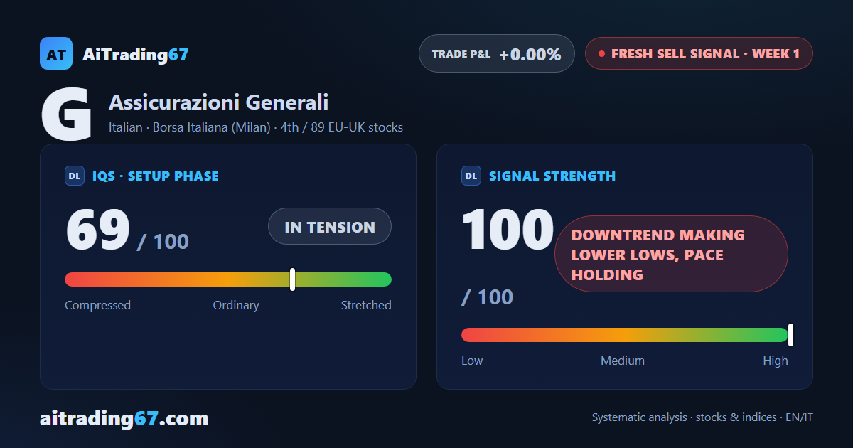 Generali drops 5.2% and a Sell signal fires as the stock sets a fresh 30-day low